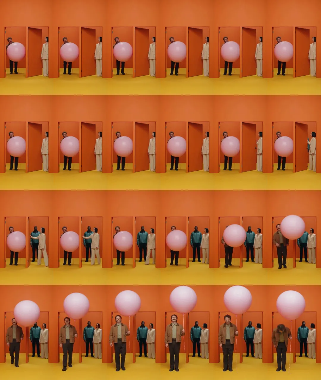 Frames sampled from balloon take two, AI-generated. A real wall, but the balloon still fits.
