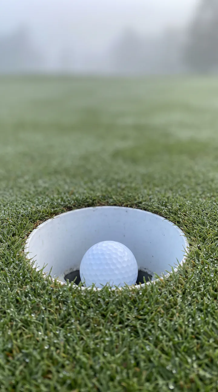 The golf s2 still before a local crop moved the ball above the bottom interface band. AI-generated image.