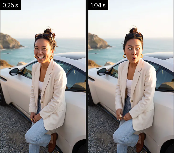 Frames from a replaced AI-generated clip, Five Wheels, hook B take 1